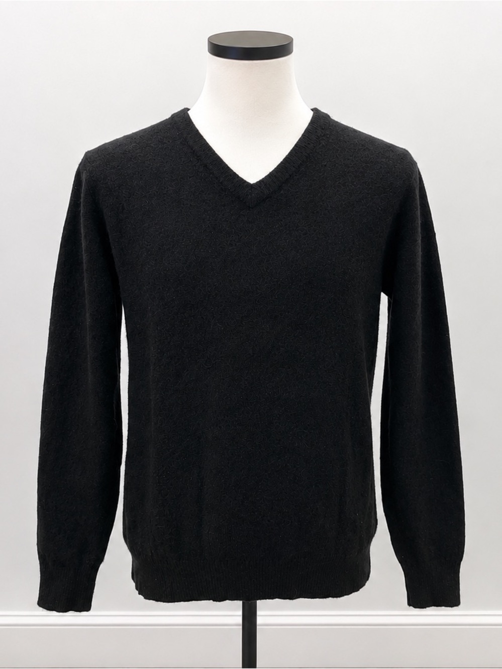 Article 365 100% Cashmere Sweater Mens XL Black V Neck Long Sleeve Luxury Knit P